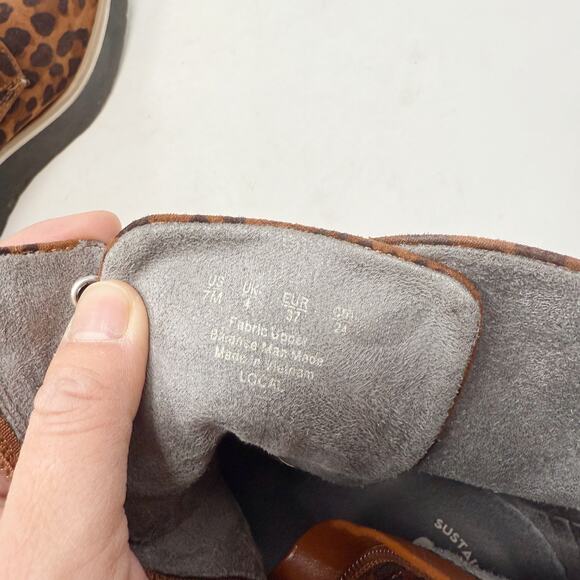 Dr. Scholls Womens 7 Brown Black Leopard Print Local Platform Bootie Lace Up - Picture 9 of 9